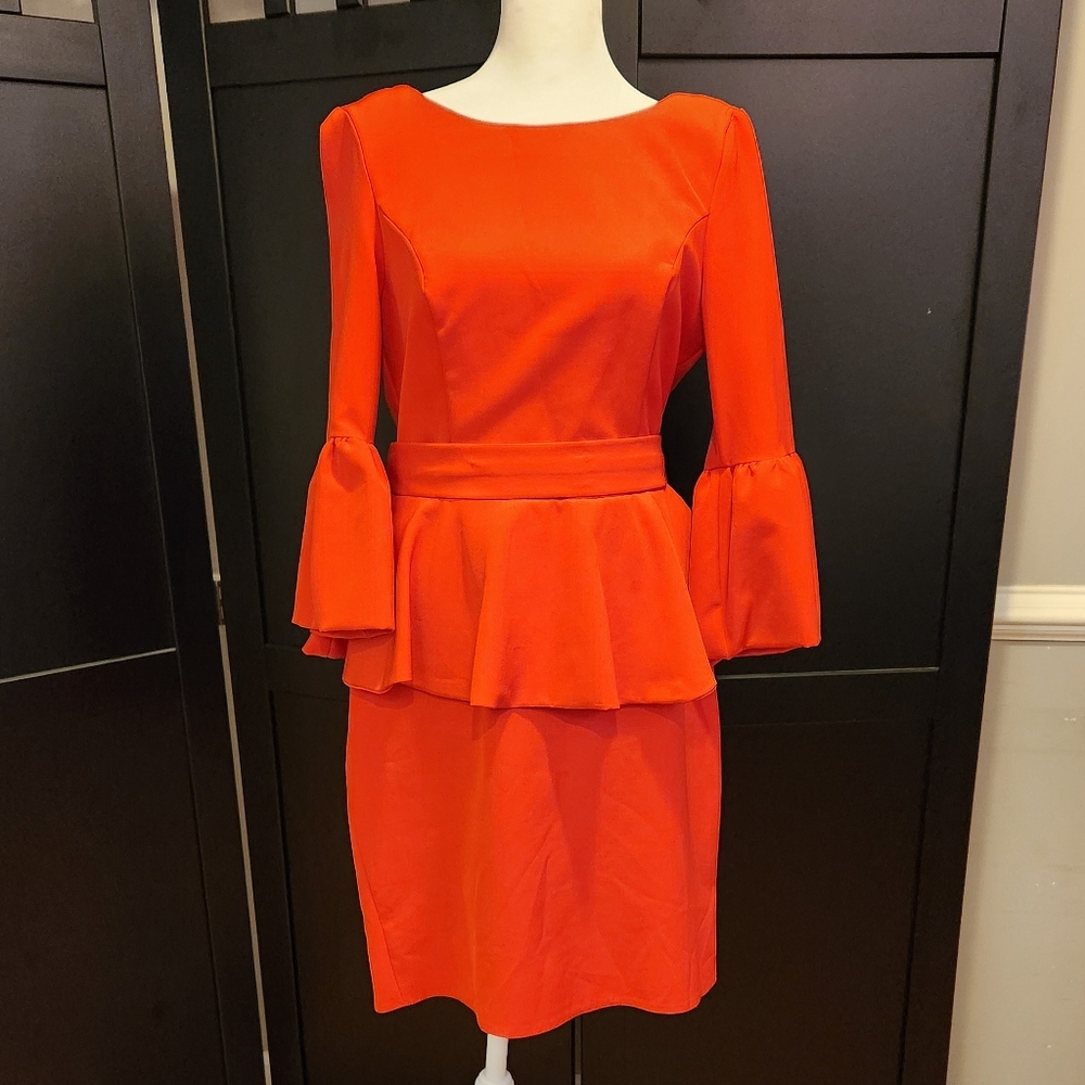 Elegant Long Sleeve Orange Dress